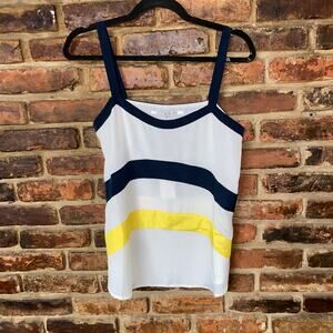 NWT Collective Concepts White Navy Blue Yellow Tank Top Women's Size Small